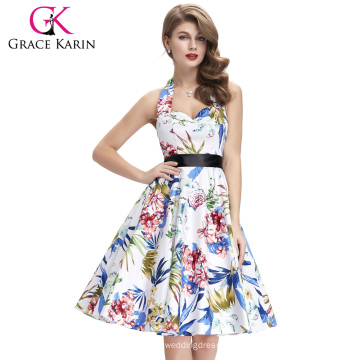 Grace Karin Sexy Halter Algodão Mulheres baratos 50s Vintage Retro Vestido CL6075-27 #